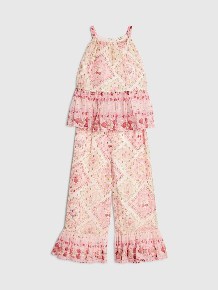 River Island Pink Chiffon Halter Top &amp; Trousers Set