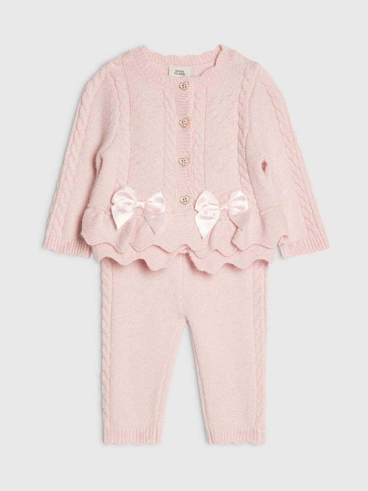 River Island Pink Peplum Cardigan &amp; Legging Set