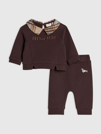 River Island Brown Handsome Little Man Top &amp; Joggers Set - Brown / Up To 3 Months (50 - 62cm)