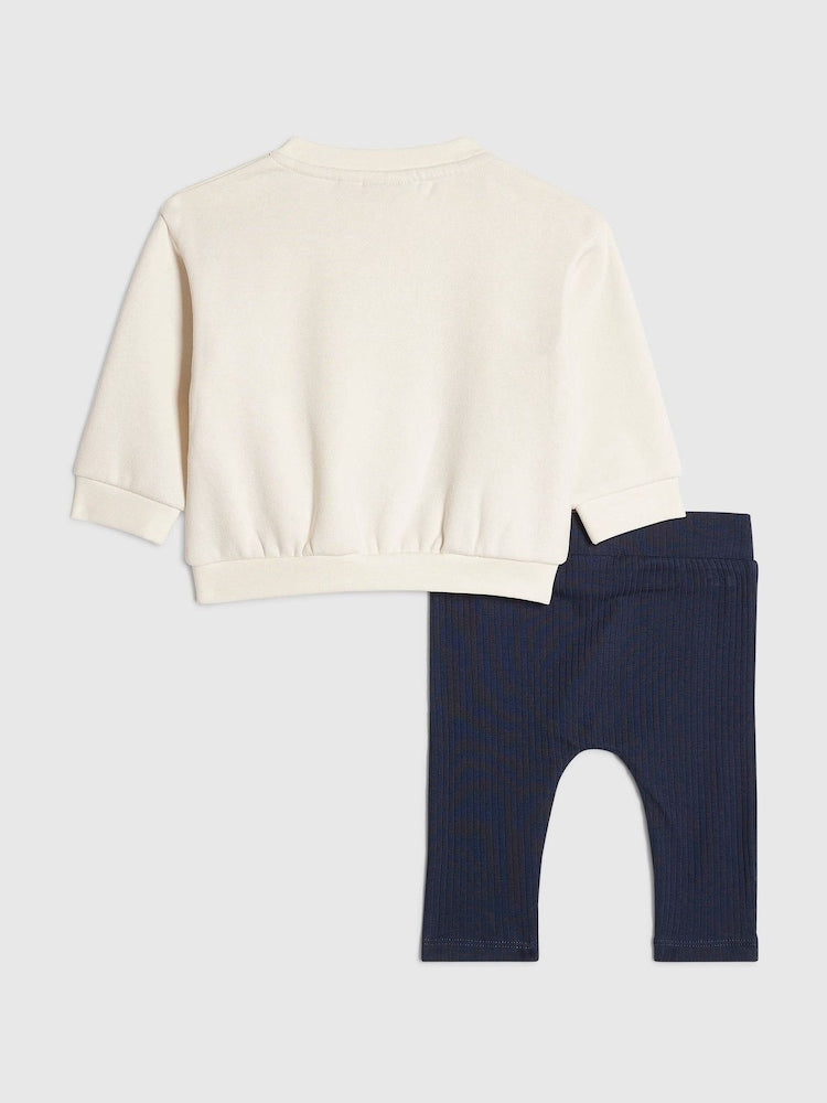 River Island Blue Cuddle Club Sweat Top &amp; Legging Set