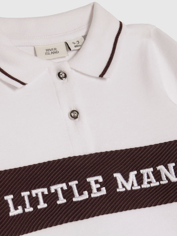 River Island Brown Little Man Zip Up Top &amp; Jogger Set