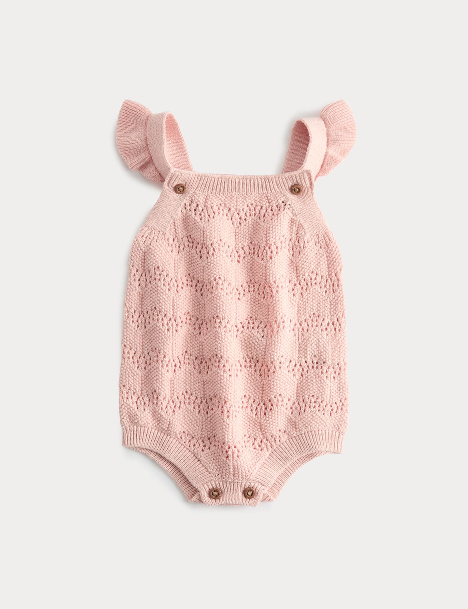 Pure Cotton Frill Knitted Romper (7lbs-18 Mths)
