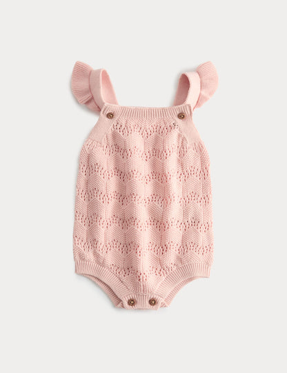 Pure Cotton Frill Knitted Romper (7lbs-18 Mths)