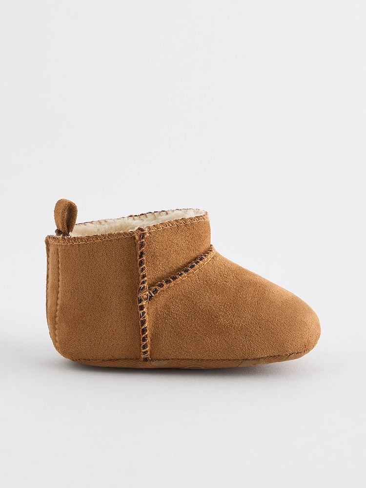 Tan Brown Warm Lined Baby Boots (0-2mths) - Size First Size (50cm)