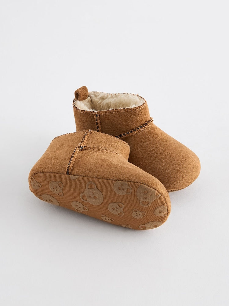 Tan Brown Warm Lined Baby Boots (0-2mths) - Size First Size (50cm)