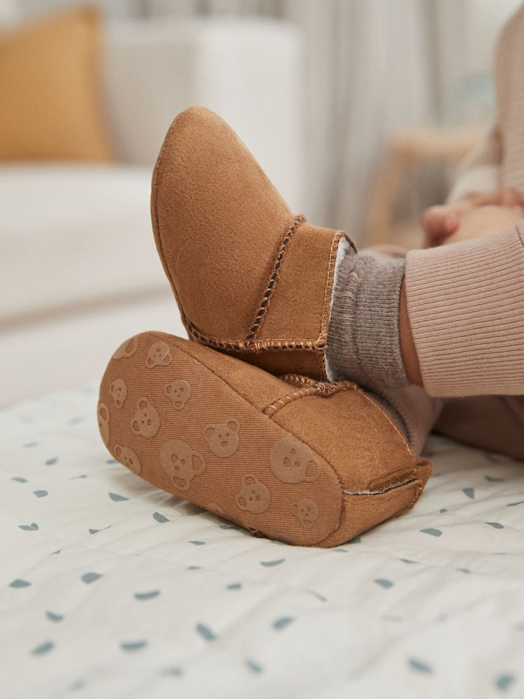 Tan Brown Warm Lined Baby Boots (0-2mths) - Size First Size (50cm)