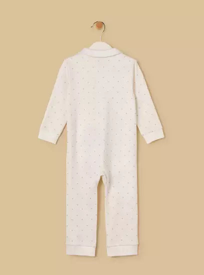 Cat Embroidered Collared Sleepsuit