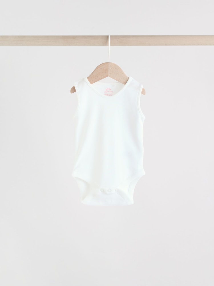 Pink/White 5 Pack Essential Vest Baby Bodysuits