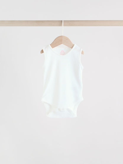 Pink/White 5 Pack Essential Vest Baby Bodysuits