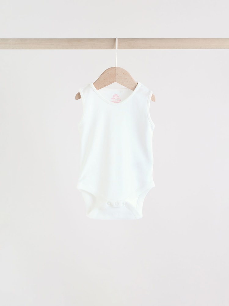Pink/White 5 Pack Essential Vest Baby Bodysuits