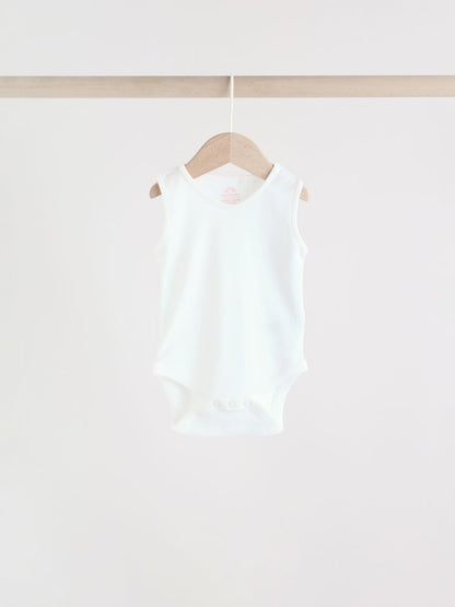 Pink/White 5 Pack Essential Vest Baby Bodysuits