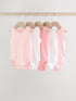 Pink/White 5 Pack Essential Vest Baby Bodysuits