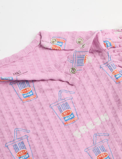 2 Piece Pure Cotton Seersucker Printed Outfit (0-3 Yrs)