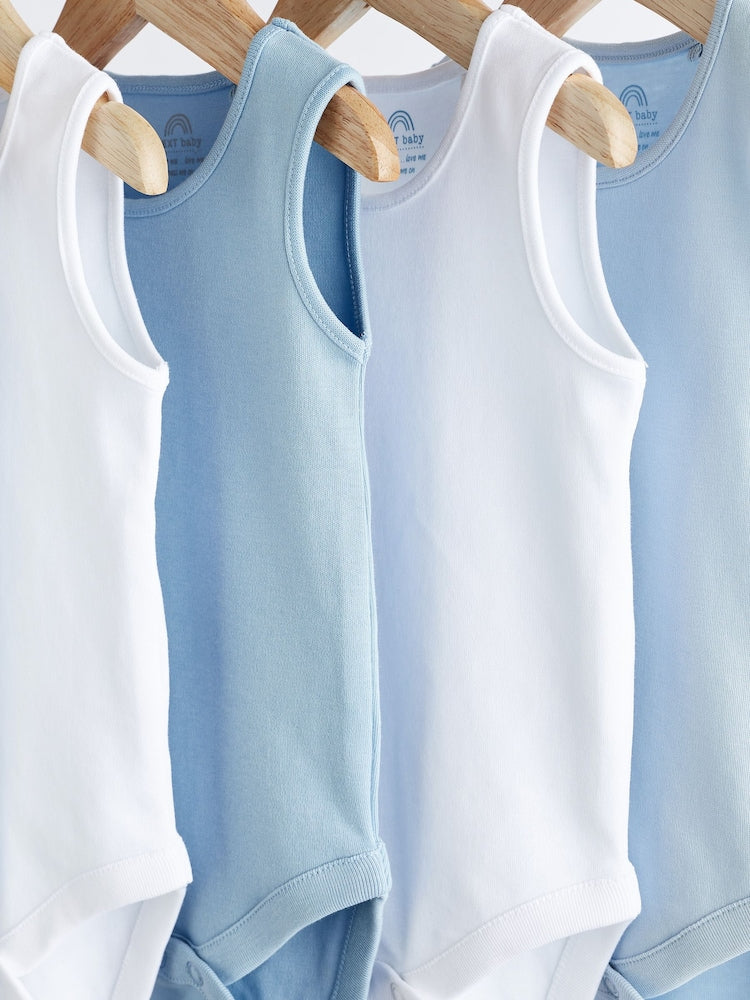 Blue 5 Pack Baby Vest Bodysuits