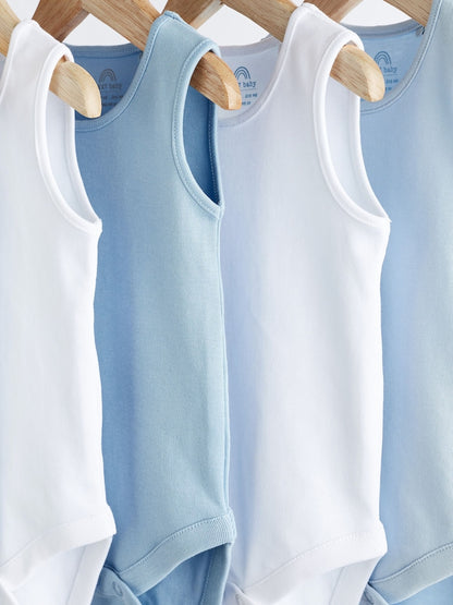 Blue 5 Pack Baby Vest Bodysuits
