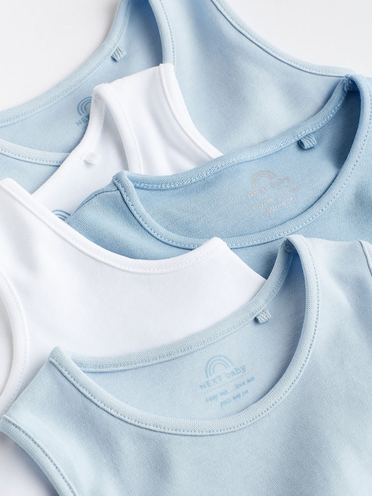 Blue 5 Pack Baby Vest Bodysuits