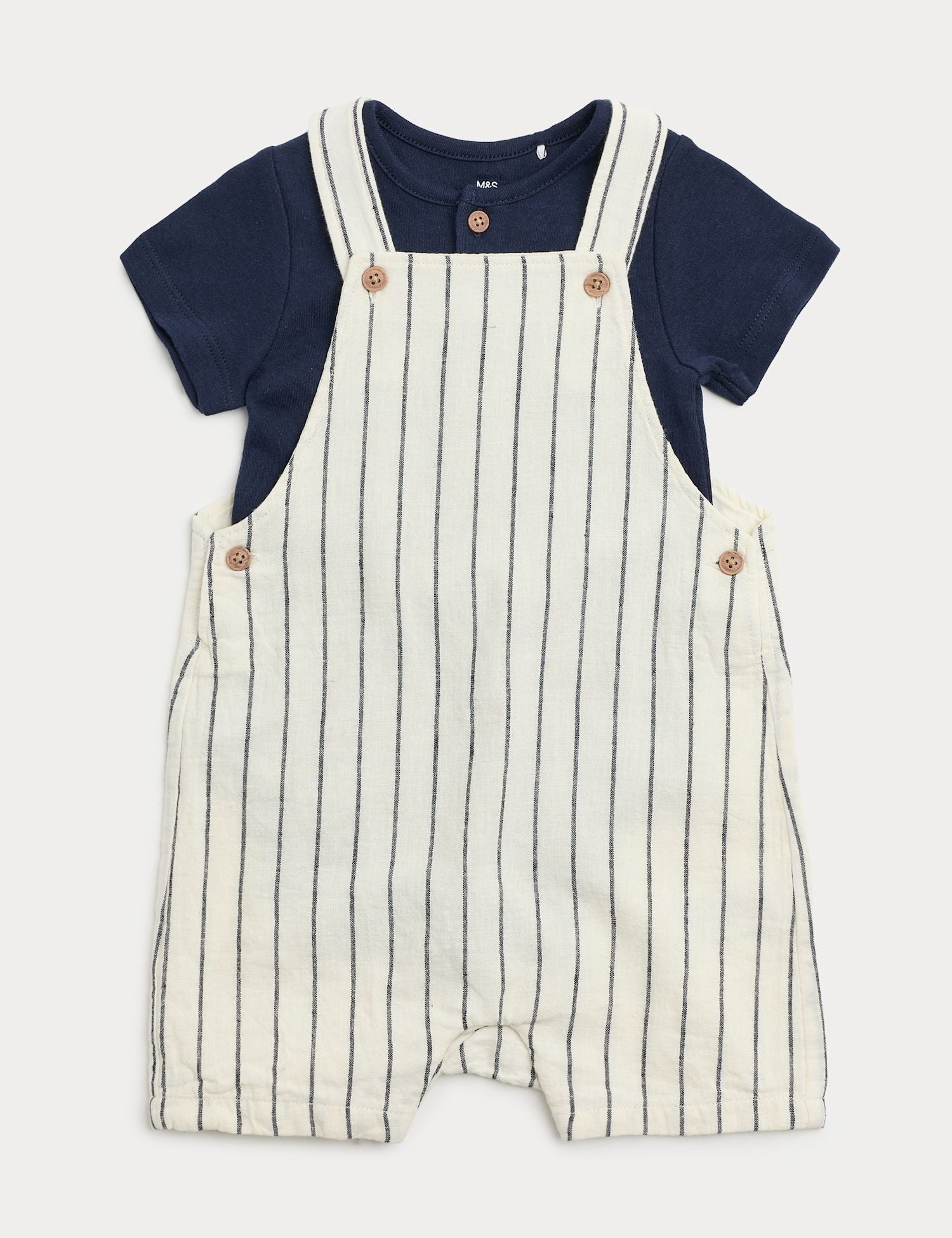 2 Piece Cotton Rich Romper Set (0-3 Yrs) - BLUE MIX / 12-18 Months