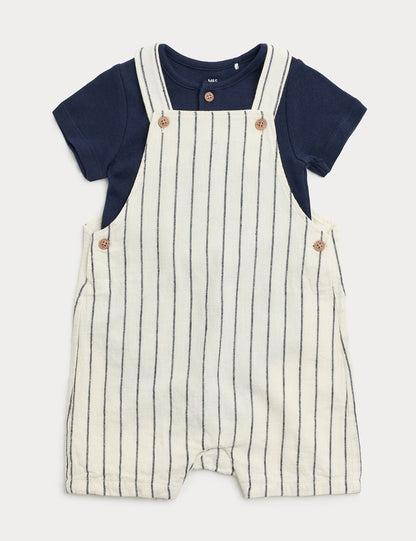 2 Piece Cotton Rich Romper Set (0-3 Yrs) - BLUE MIX / 12-18 Months
