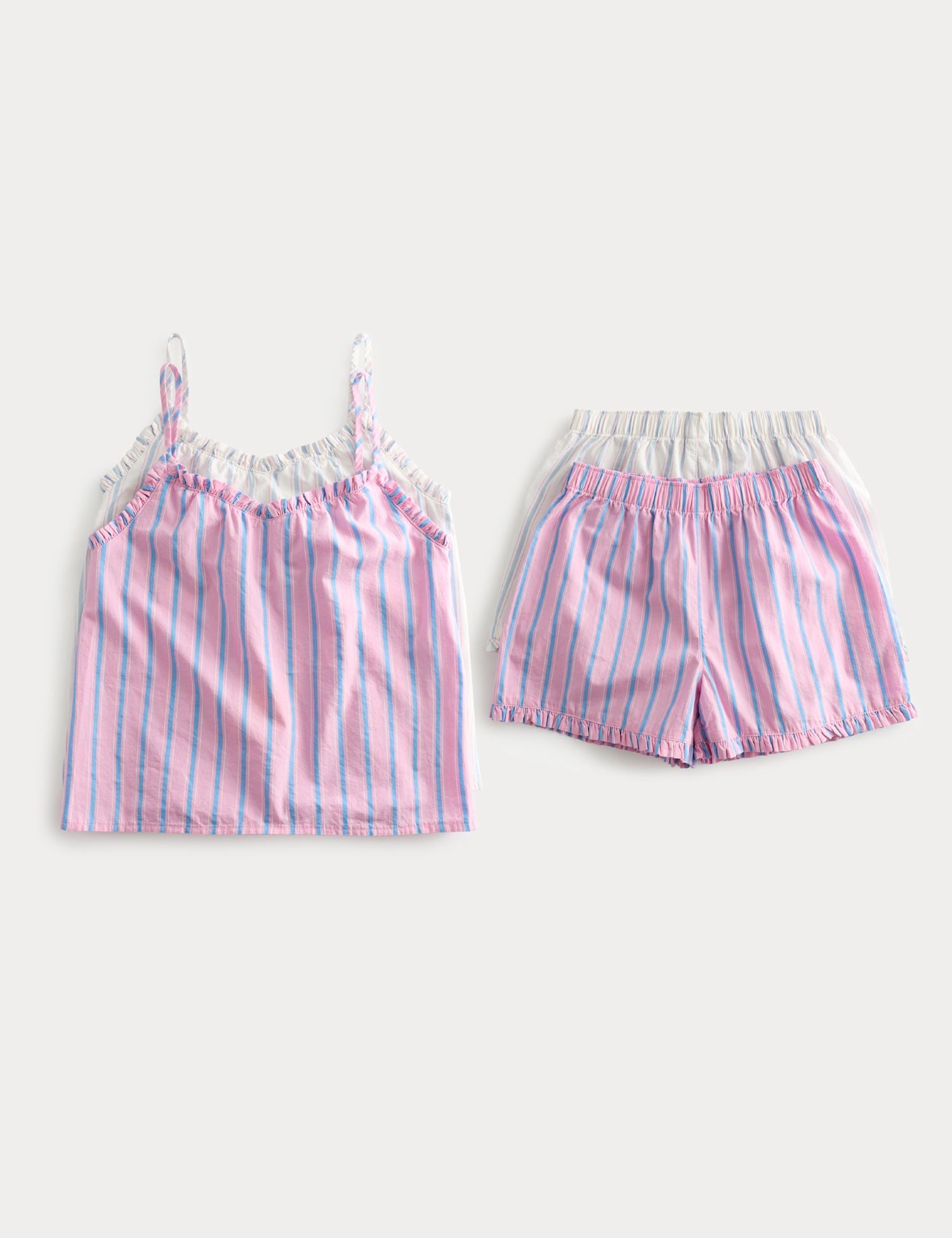 2 Pack Strappy Striped Short Pyjamas (6-16 Yrs)