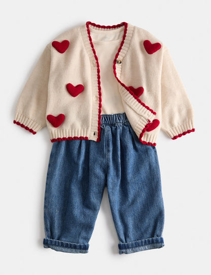 3 Piece Heart Cardigan Outfit (0-5 Yrs)