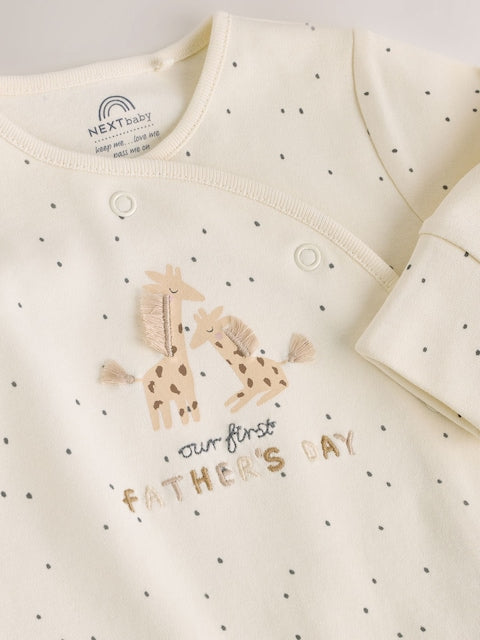 Cream My First Fathers Day Baby Sleepsuit (0-18mths)