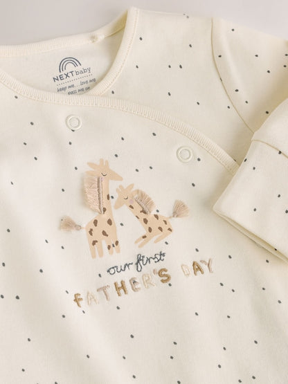 Cream My First Fathers Day Baby Sleepsuit (0-18mths)