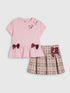 River Island Pink Check Frill Bow Top & Skirt Set - Size 1.5 - 2 Years (86 - 92cm) - River Island Pink Check Frill Bow