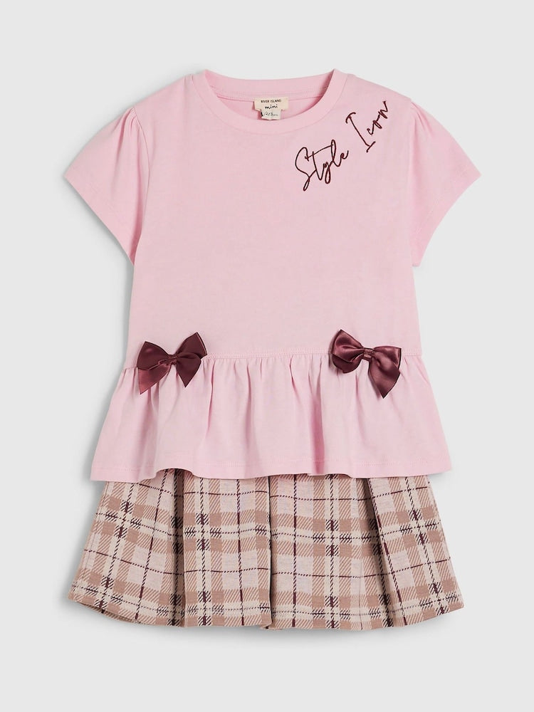 River Island Pink Check Frill Bow