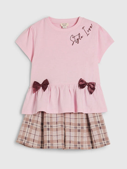 River Island Pink Check Frill Bow