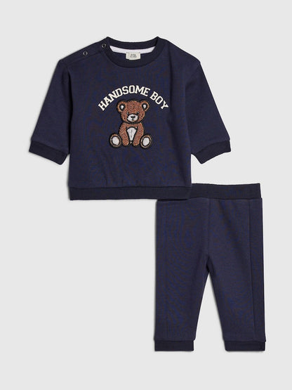 River Island Blue Bear Top &amp; Trousers Set