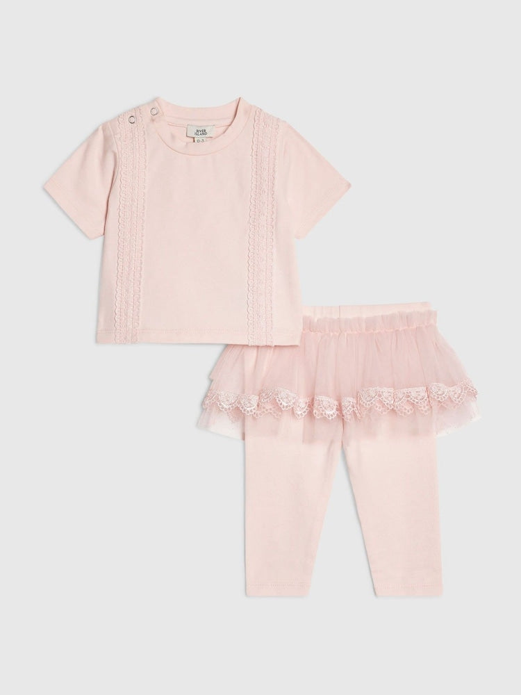 River Island Pink Tulle Top &amp; Legging Set - Size Up To 3 Months (50 - 62cm) - River Island Pink Tulle