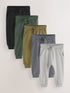 Grey/Black/Green Skinny Fit Joggers 5 Pack (3mths-7yrs) - Size 3-6 Months (62-68cm) - Grey/Black/Green Skinny Fit