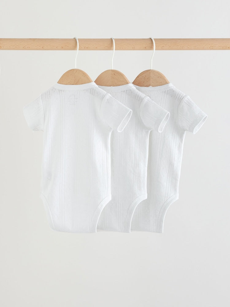 White Long Sleeve Baby Bodysuits 3 Pack
