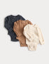 3 Pack Cotton Rich Heart Long Sleeved Bodysuits (0 Mths-3 Yrs) - BUTTERSCOTCH / 12-18 Months