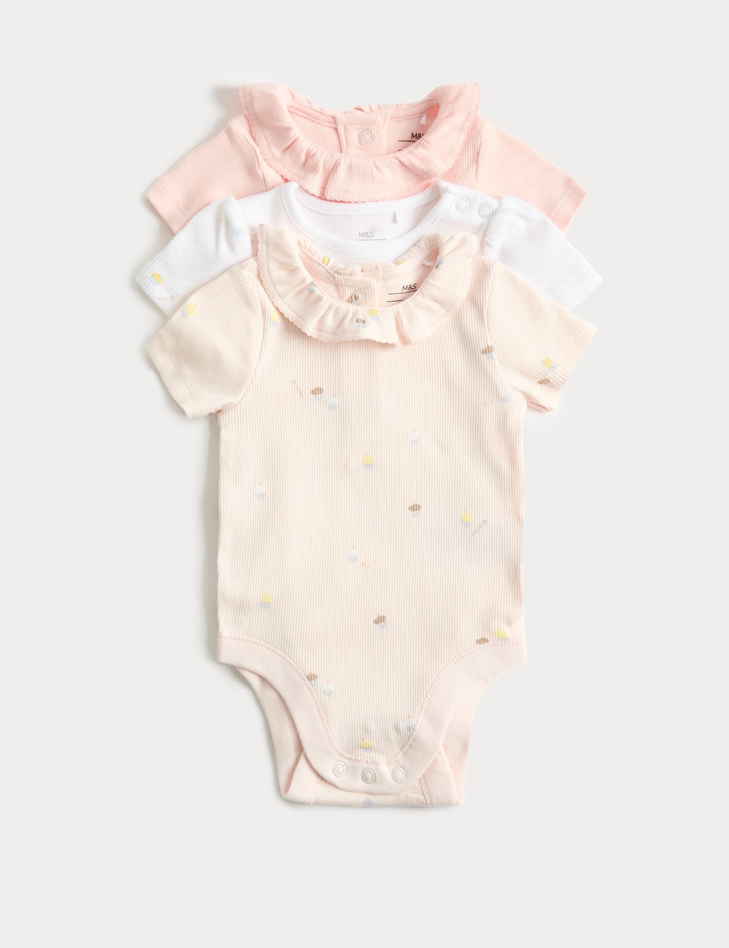 3 Pack Cotton Rich Cupcake Bodysuits (6&amp;