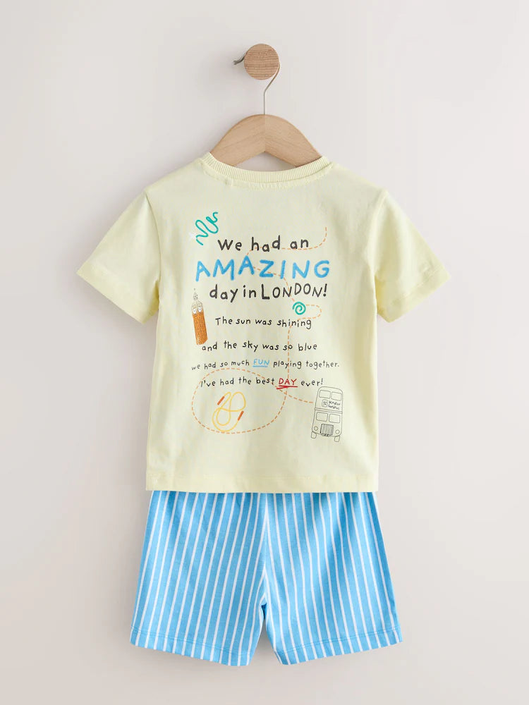 Blue/Yellow Single Paddington Short Pyjamas (9mths-8yrs)