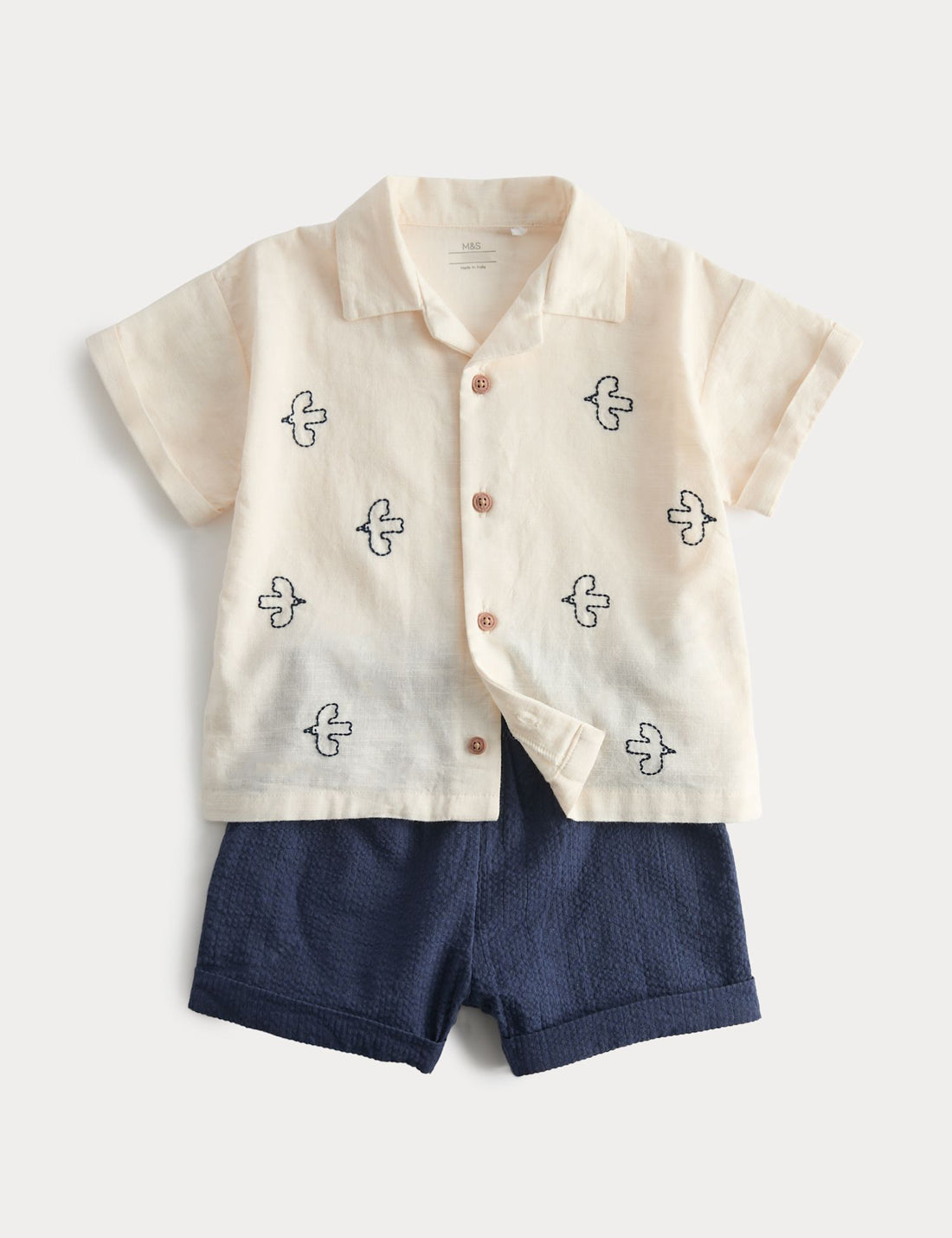 2 Piece Pure Cotton Seagull Outfit (0-5 Yrs) - NAVY MIX / 12-18 Months