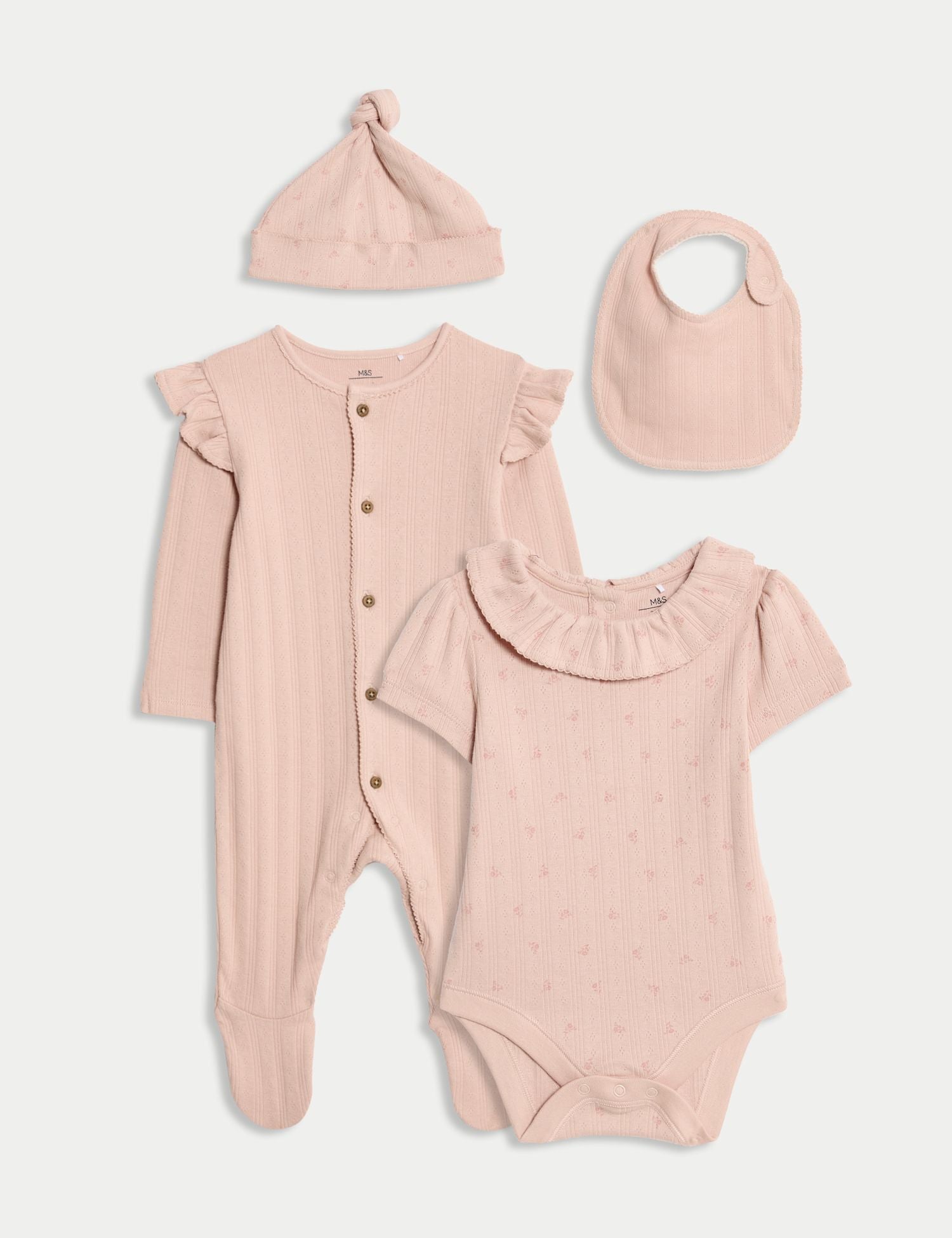 4pc Cotton-Rich Floral Starter Set (0-9 Mths) - BLUSH / 3-6 Months