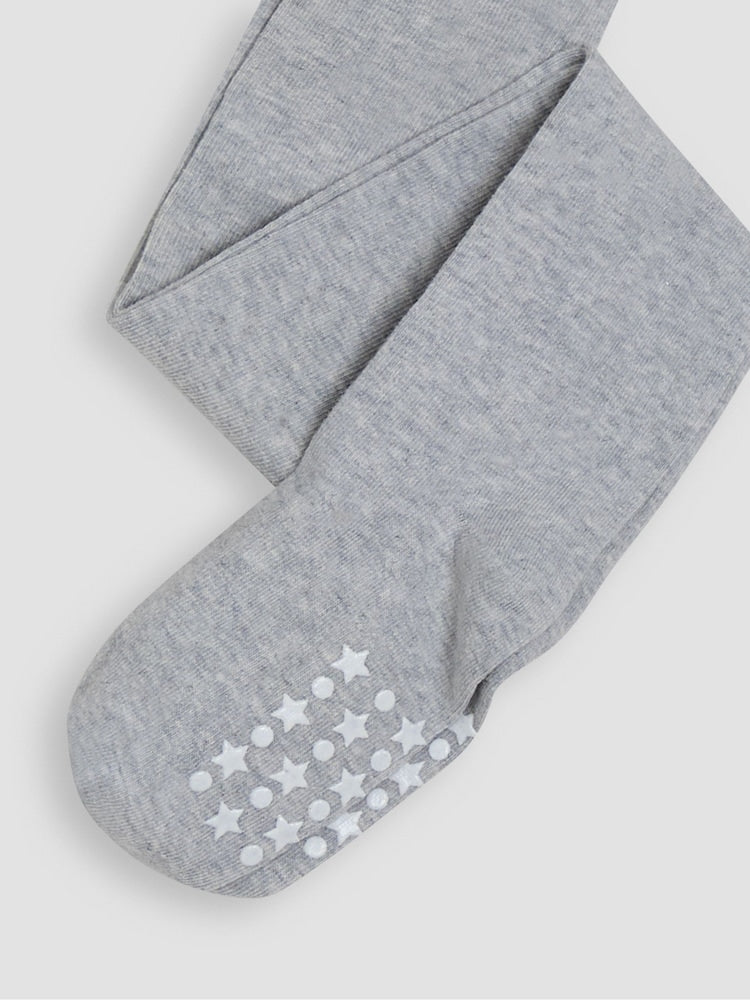JoJo Maman Bébé Marl Grey Cotton Rich Plain Tights - Size Up To 6 Months (50 - 68cm)
