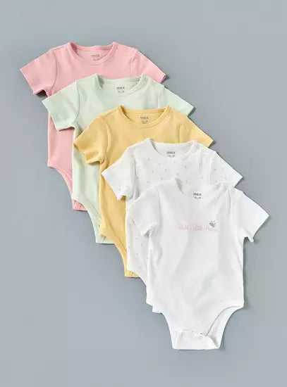 Pack of 5 - Floral Print Cotton Bodysuit
