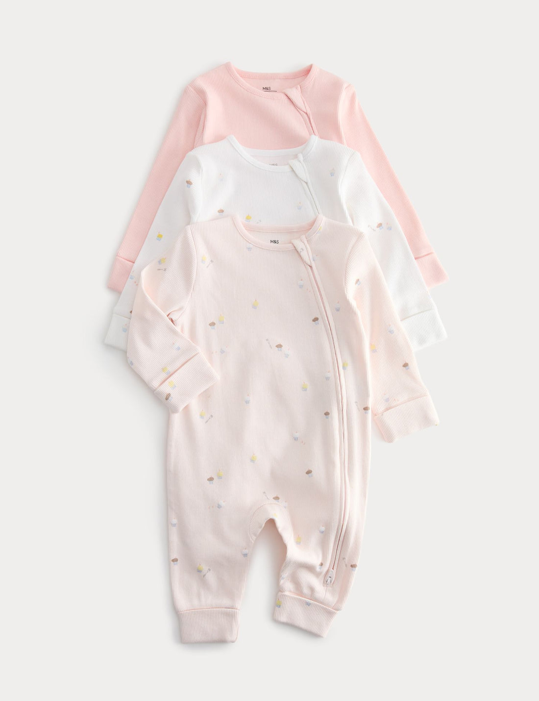 3 Pack Cotton Rich Sleepsuits (7lbs-3 Yrs) - PINK / 18-24 Months