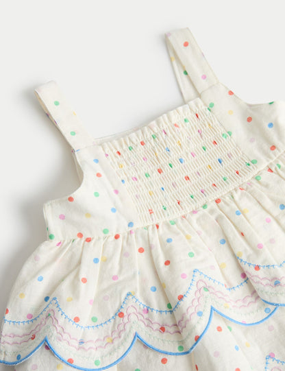 2 Piece Pure Cotton Spotty Top and Trousers (0-5 Yrs)