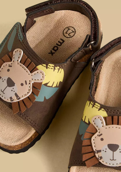 Lion Applique Sandals with Hook and Loop Closure