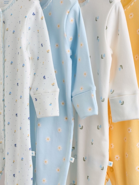 Blue/Yellow Baby Sleepsuits 4 Pack (0mths-2yrs)