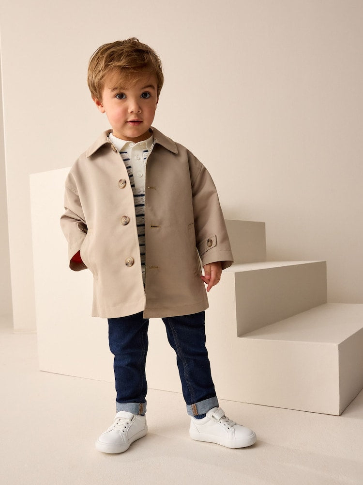 Neutral Shower Resistant Trench Coat