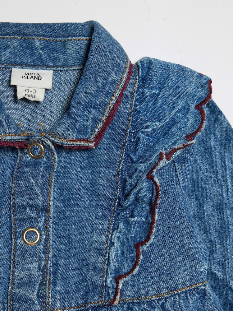 River Island Blue Denim Button Down