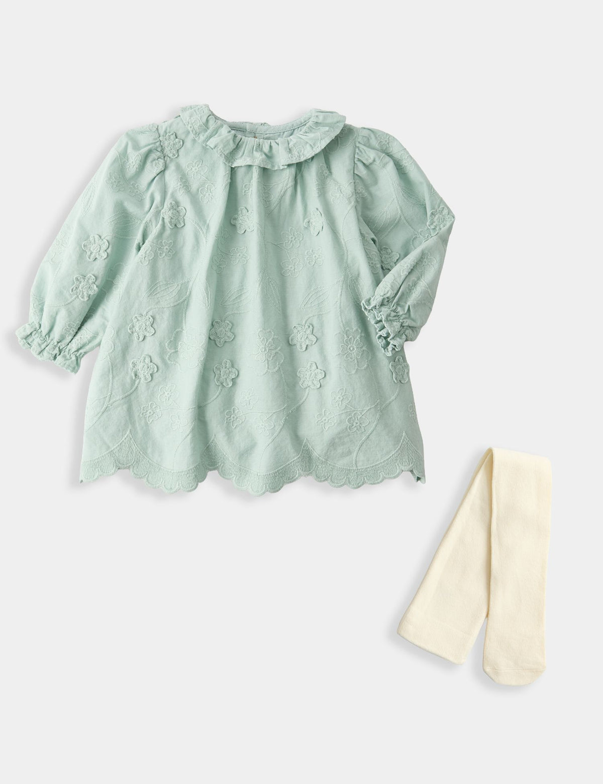 2 Piece Cotton Rich Dress with Tights Set (0-12 Mths)