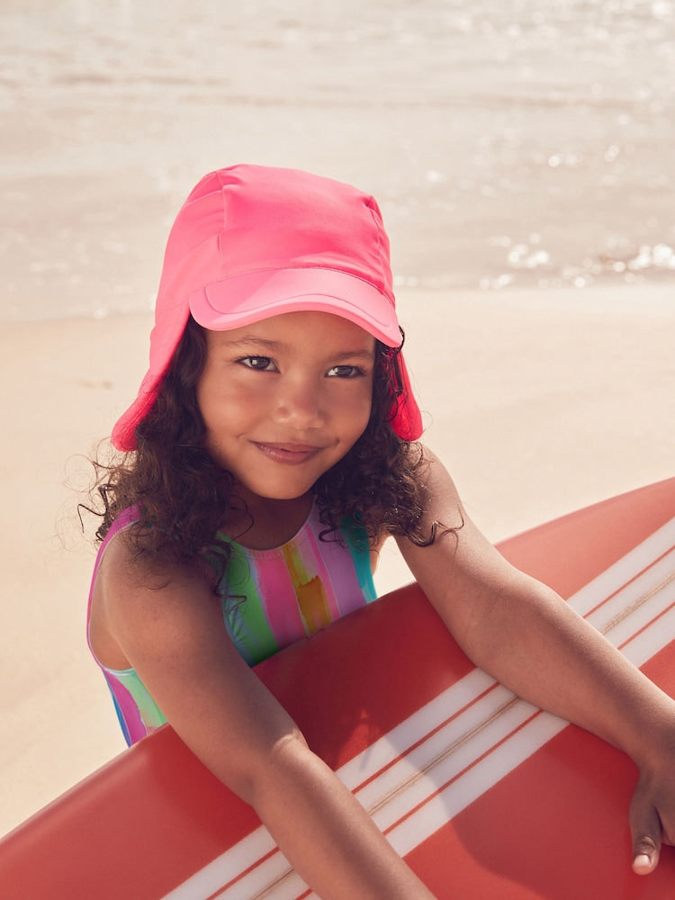 Bright Pink Swim Legionnaire Hat (3mths-10yrs) - Size 3-9 Months (62-74cm)