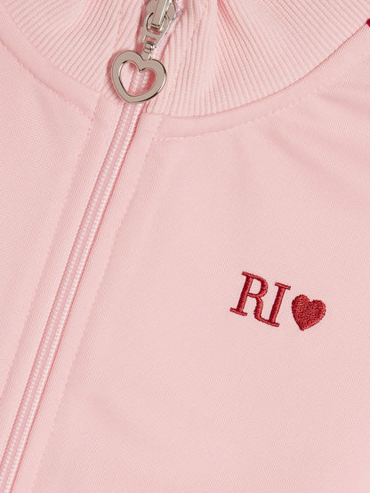 River Island Pink Bow Tricot Zip Thru Jacket &amp; Joggers Set