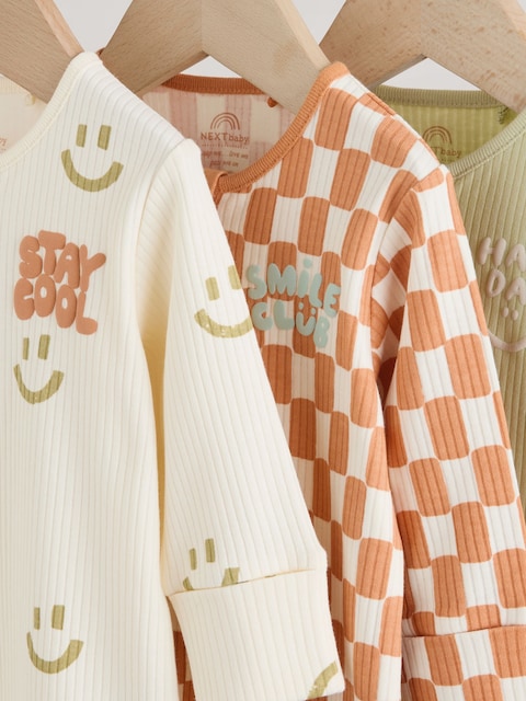 Multi Two Way Zip Baby Sleepsuits 3 Pack (0mths-3yrs)